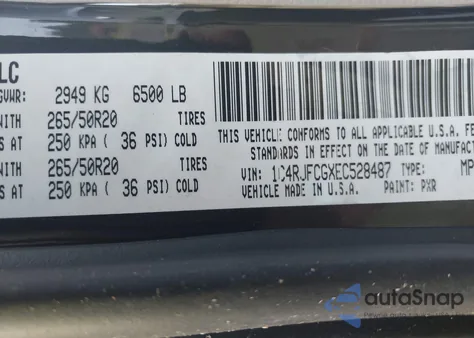 2014 Jeep Grand Cherokee Overland z USA, uszkodzony, nr VIN 1C4RJFCGXEC528487